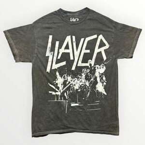 Slayer Band Graphic T-Shirt Washed Black Cotton Short Sleeve Rock Tee Small